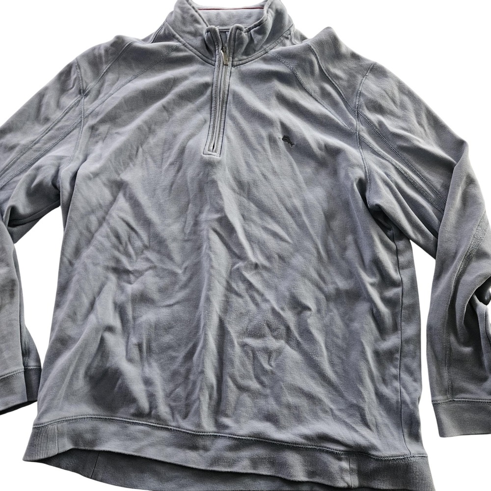 Mock Neck Quarter Zip Pullover Mens Large Gray Slate Raglan‎ Long Sleeve Casual